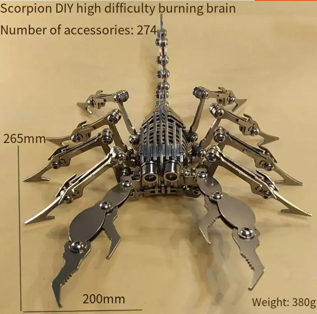 DIY Assembly Scorpion Model Mechanical Stainless Steel Static 3d Puzzle Assembly Insect Brain Burning Model Creative Decorations