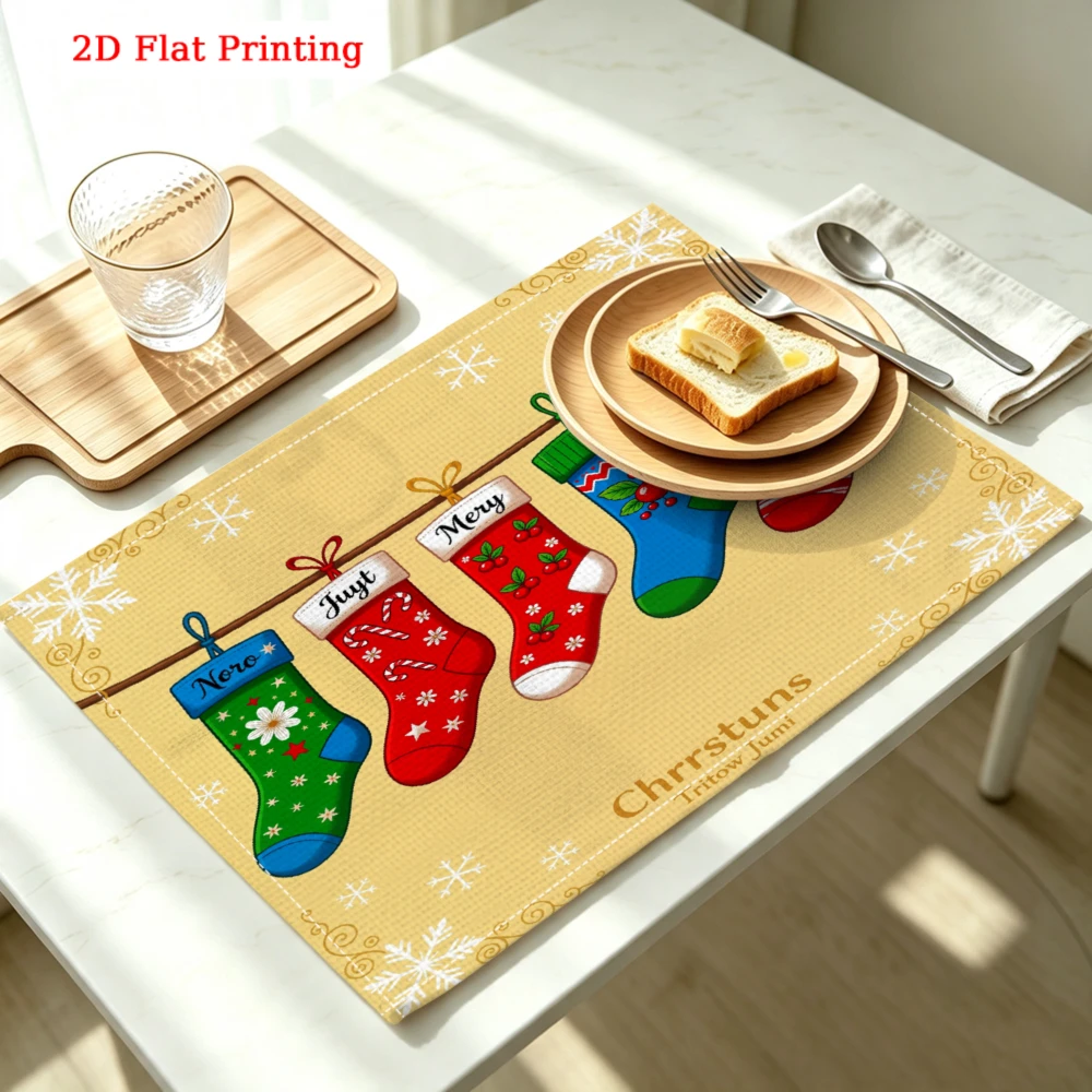 Christmas Stocking Hanging - Set de 5 dessous-de-plat en lin