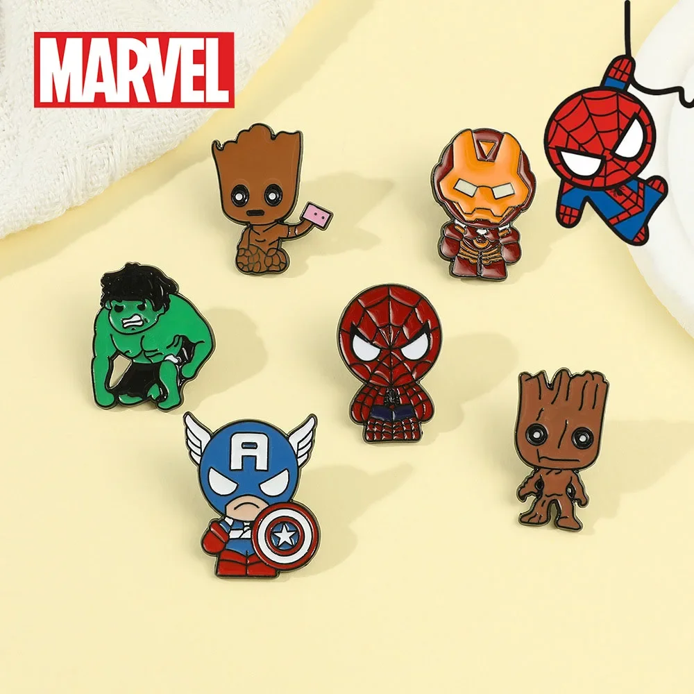 

6pcs Marvel Marvel Superhero Brooch Cartoon Peripheral Metal Badge Cute Guardians of The Galaxy Marvel Spider-Man Accessories