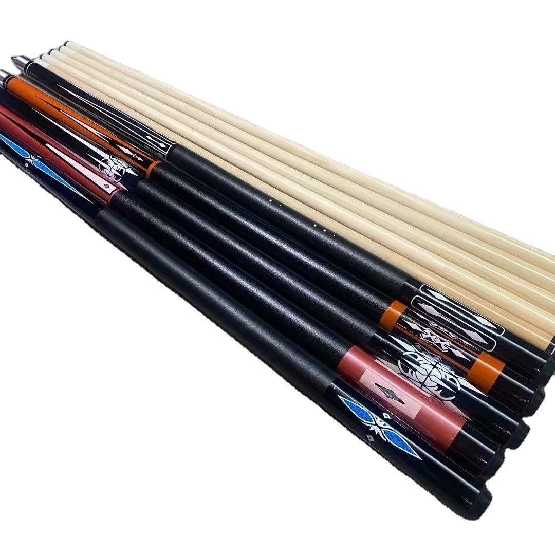 High Quality Nine-Section Double Section Stainless Steel Maple Cue Stick Big Head Pool Table Fancy Design Snooker Billiards