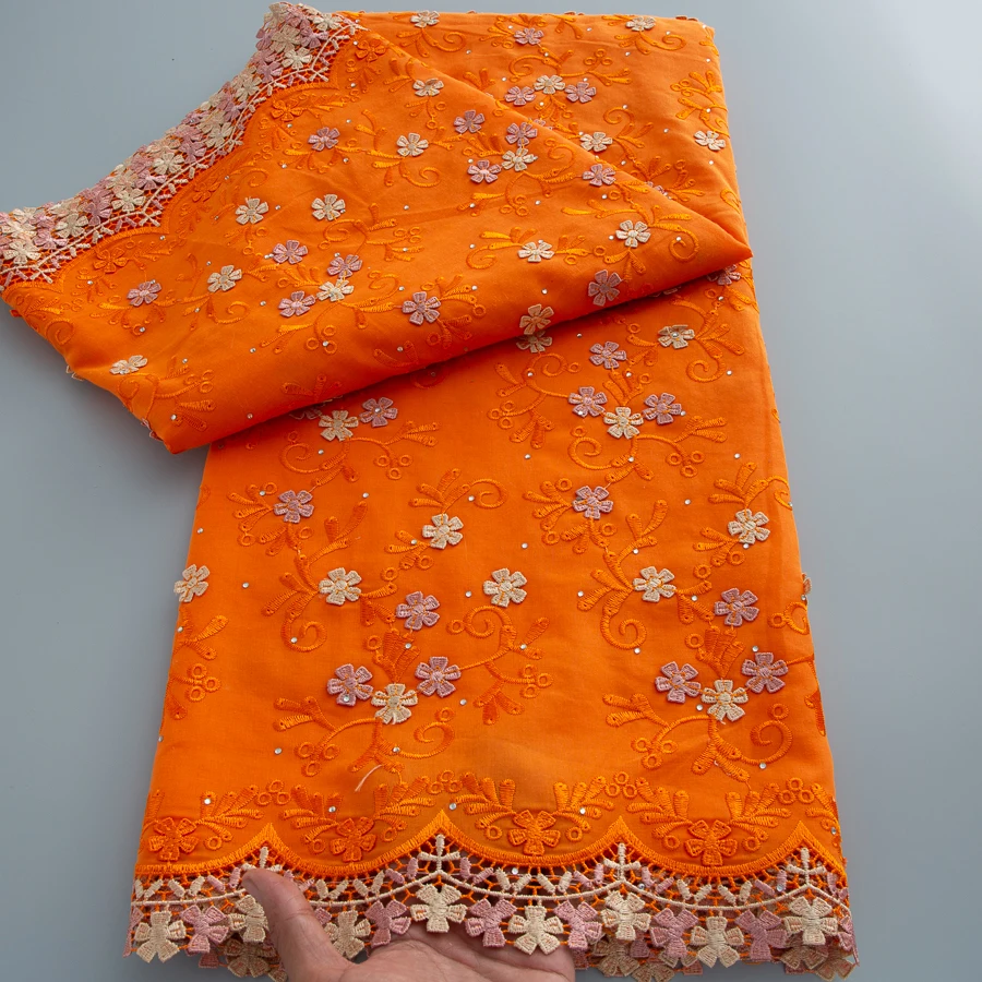 Nigerian Swiss Voile Cotton Lace Fabric 2026 High Quality 5 Yards 3D Embroidery African Cotton Lace Fabric Wedding Dress for Sew view 4