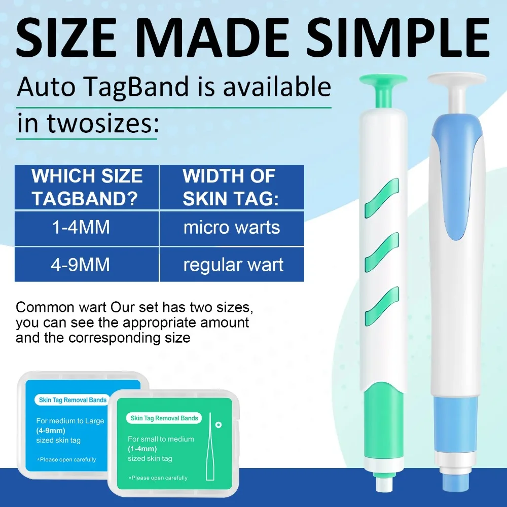 2-IN-1 Auto Skin Tags Removal Tools Kit Painless Skin Label Mole Acne Wart Removal Pen with Cleansing Swabs Facial Skincare Kits