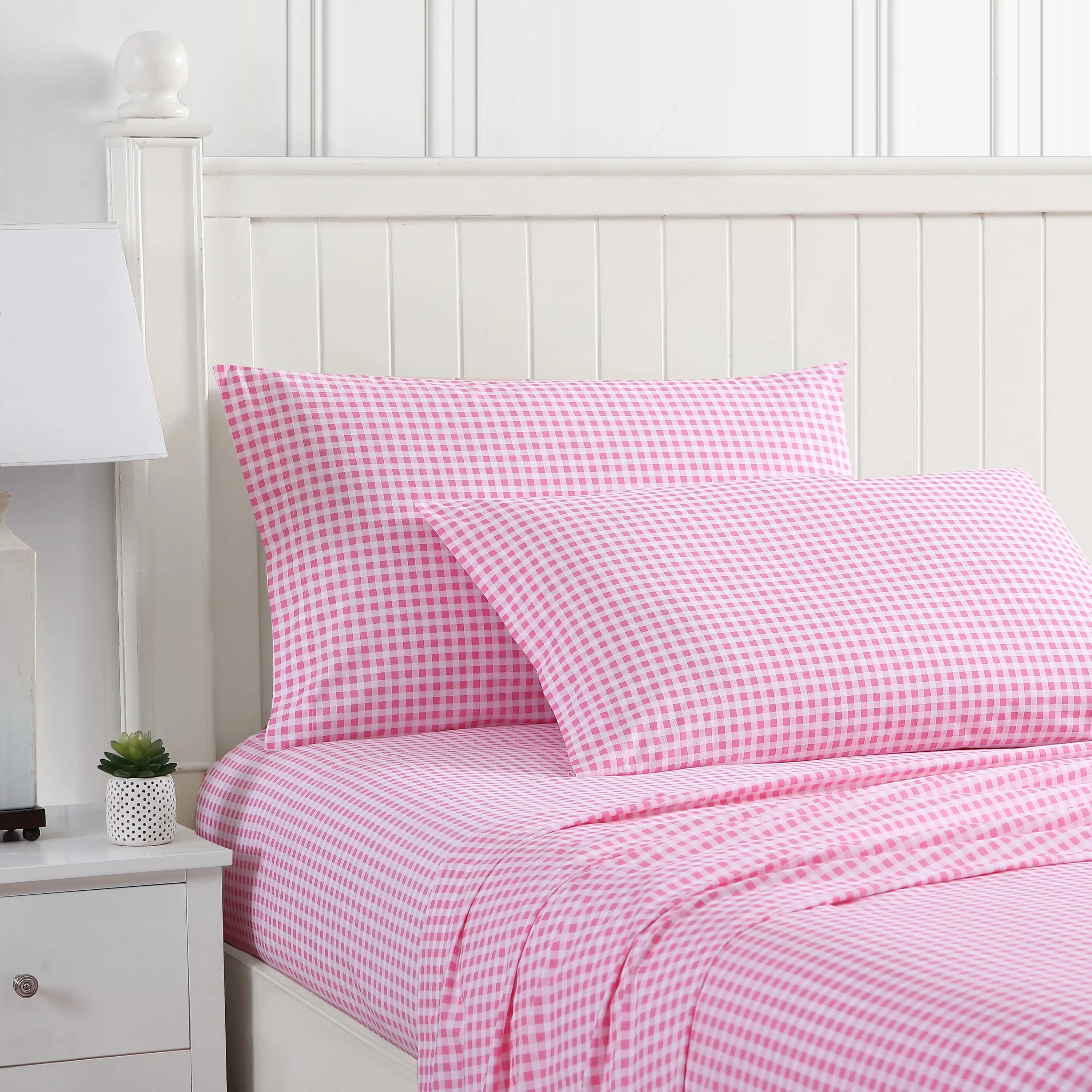 

Ярко-розовый комплект из хлопка Percale в клетку в клетку