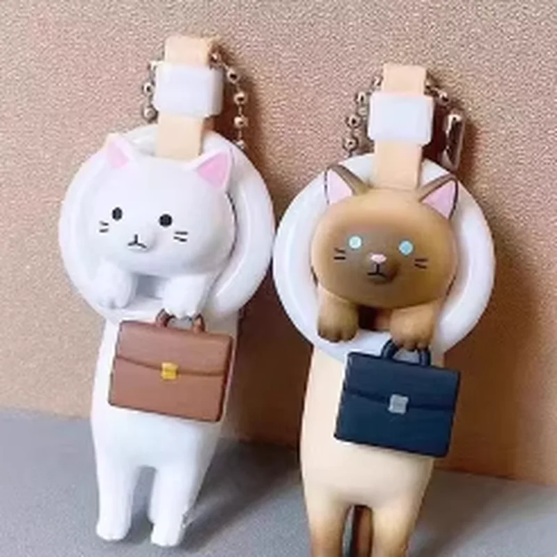 

Kawai Anime Hanging Ring Commuter Handbag Cat Action Figure Keychain Blind Box Bagpack Pendent Capsule Toys Kids Birthday Gift