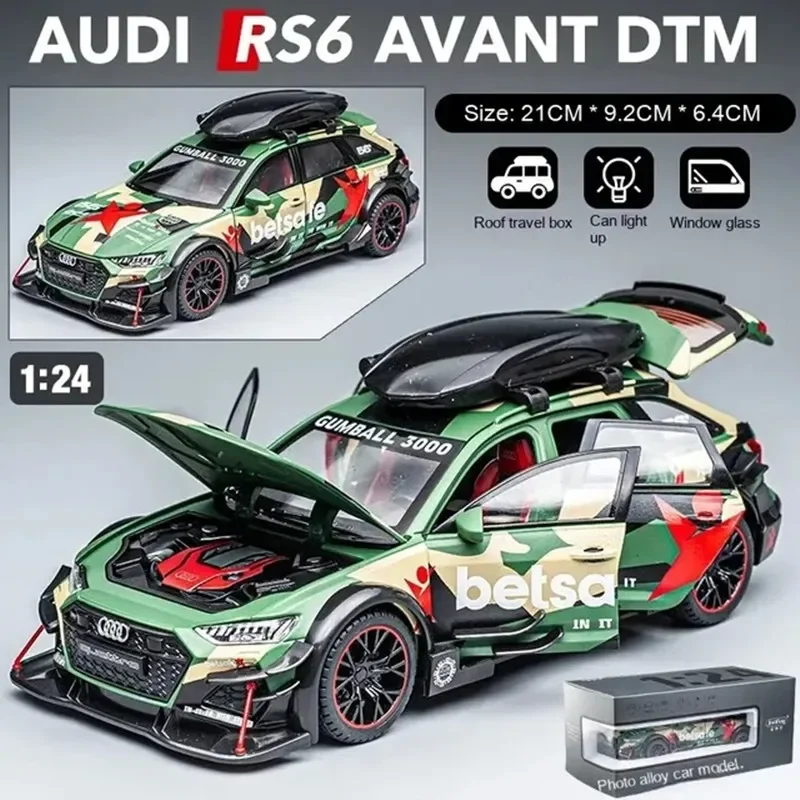 1:24  RS6 Model Car, Black Edition: Customized for Kids Realistic Simulation, Diecast Metal, Perfect Gift for Boys