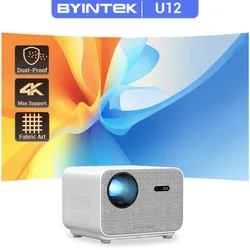 BYINTEK LOVE U12 Full HD 1080P Projetor de áudio 4K com 800 ANSI e WiFi6 Bluetooth 5.2 Android Home Theater Projetores de cinema