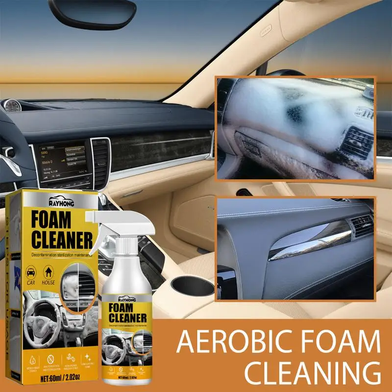 60ml Multi-Purpose Foam Cleaner Spray Leather Cleaning Auto Home Surfaces Foam Cleaners for Car Wash Maintenance