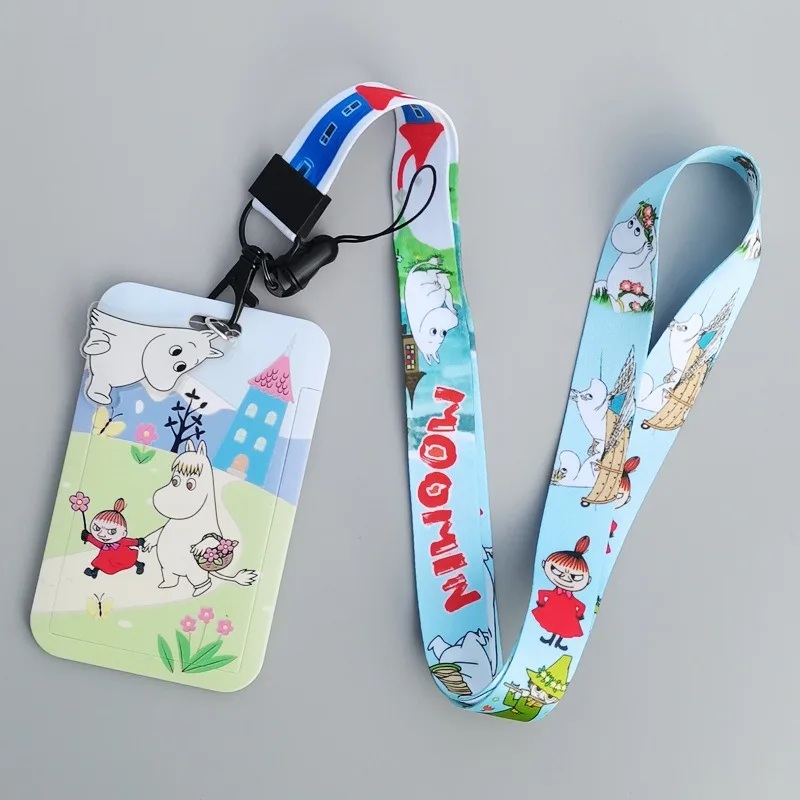 Moomin Cartoon Hard Card Holder Heat Transfer Print Polyester Lanyard Student Campus ID Badge Bus Subway Canteen Card Cover view 6