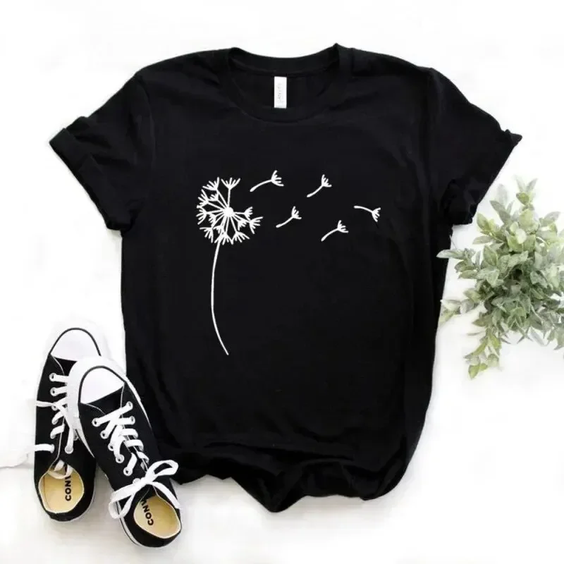 

Dandelion Funny Print Women T Shirt Girl Summer O Neck Fashion Top Tee Female Clothes Women's Harajuku Short Sleeve Casual