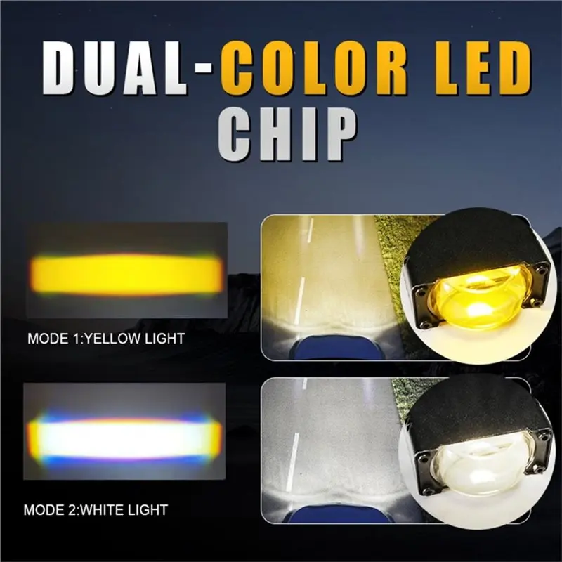 NEW HOT In Stock-Projector Lens Dual Color LED Headlight Bumper Fog Lamps Work Light Driving Auxiliary Lights For Car Motorcycle
