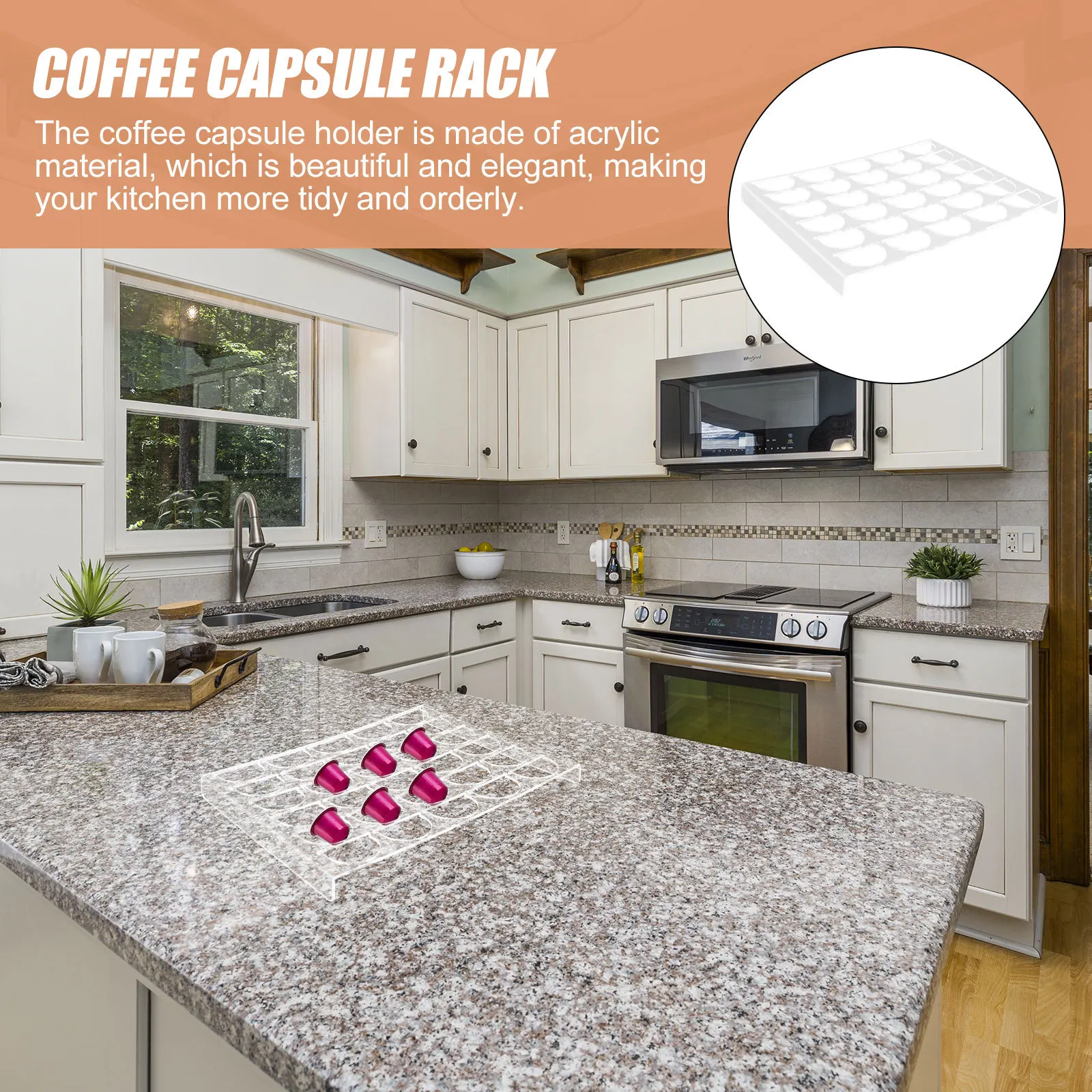 

Акриловый органайзер для кофейных капсул, большая емкость, несколько сеток, кухонный шкаф для хранения, держатель для кофейных капсул