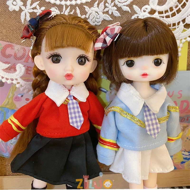 1/8 BJD Dolls with Clothes Unique School Uniform 16cm Cute Clothes Set for Girls Children's Toys Birthday Gifts Fashion Toy