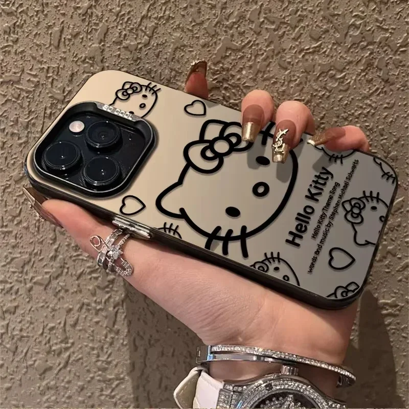 Original Sanrio Hello Kitty Phone Case For iPhone 16 15 14 13 12 11 Pro Max 8 7 15 16 Plus Cute Shockproof Painted IMD Cover Y2K