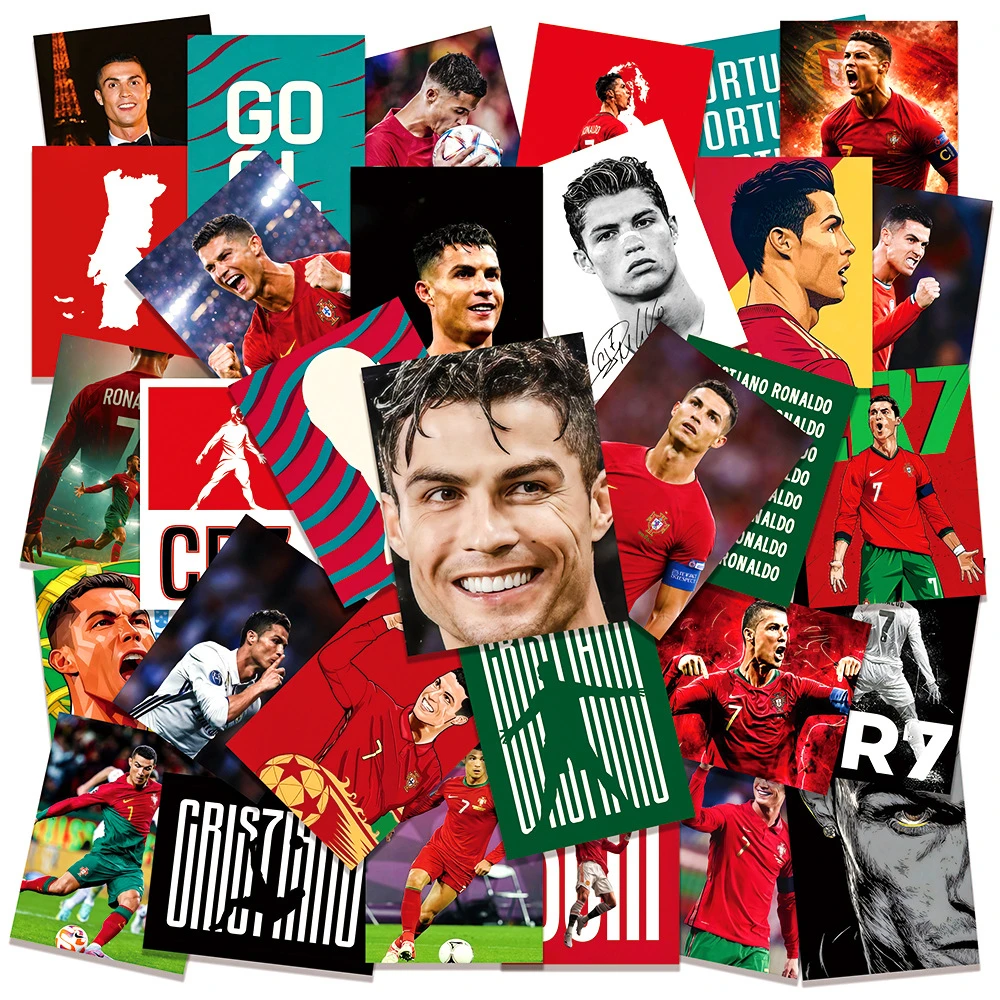50 Stück Beliebte Fußballstar Cristiano Ronaldo Aufkleber für DIY Tagebuch, Handyhülle, Handgemachtes Scrapbook, Ästhetische Fotoaufkleber