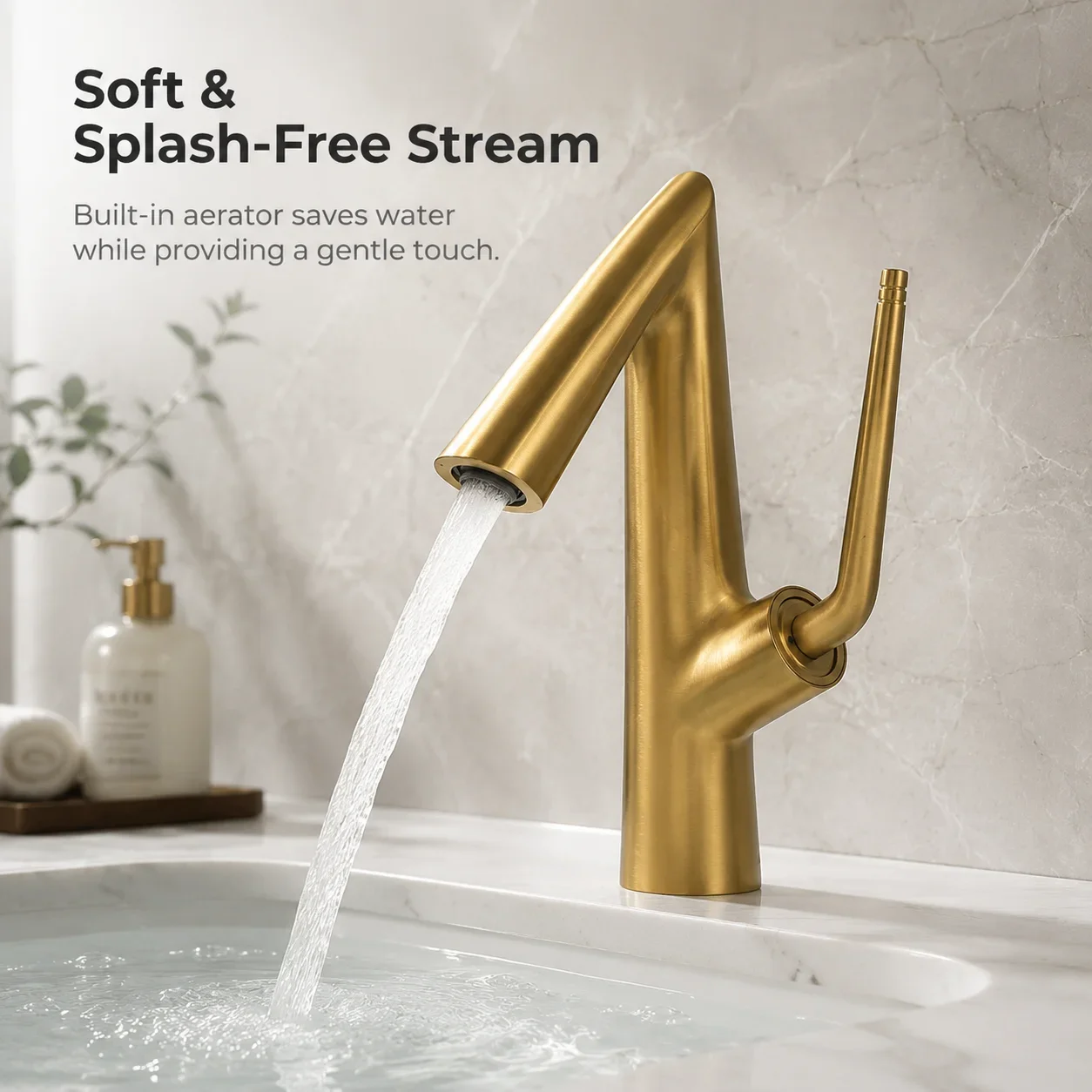 Drawing Gold Creative Slant Mouth Basin Faucet Brass Body Modern Art Bathroom Washbasin Hot and Cold Faucet Tabletop Faucet