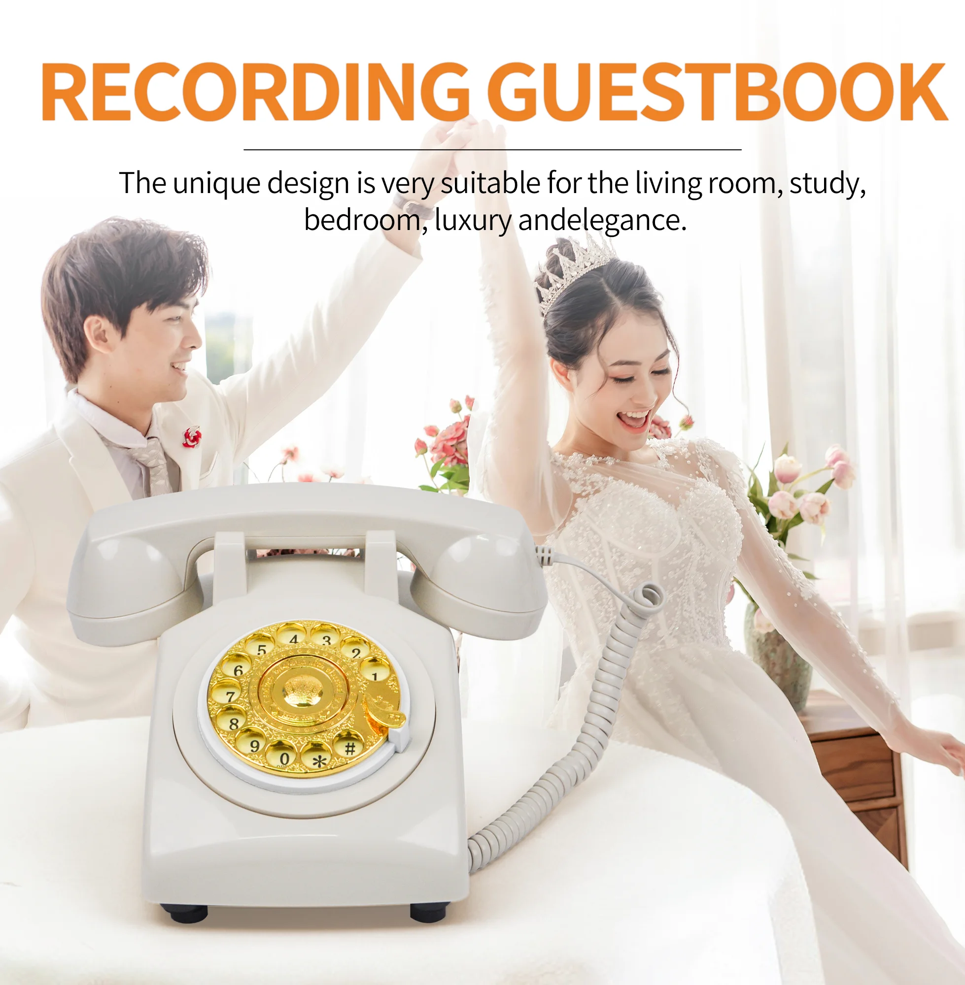 Classic European Decoration Audio Blessing Phonograph Decoration Recording Guest Phone Wedding Prayer Audio Message Book