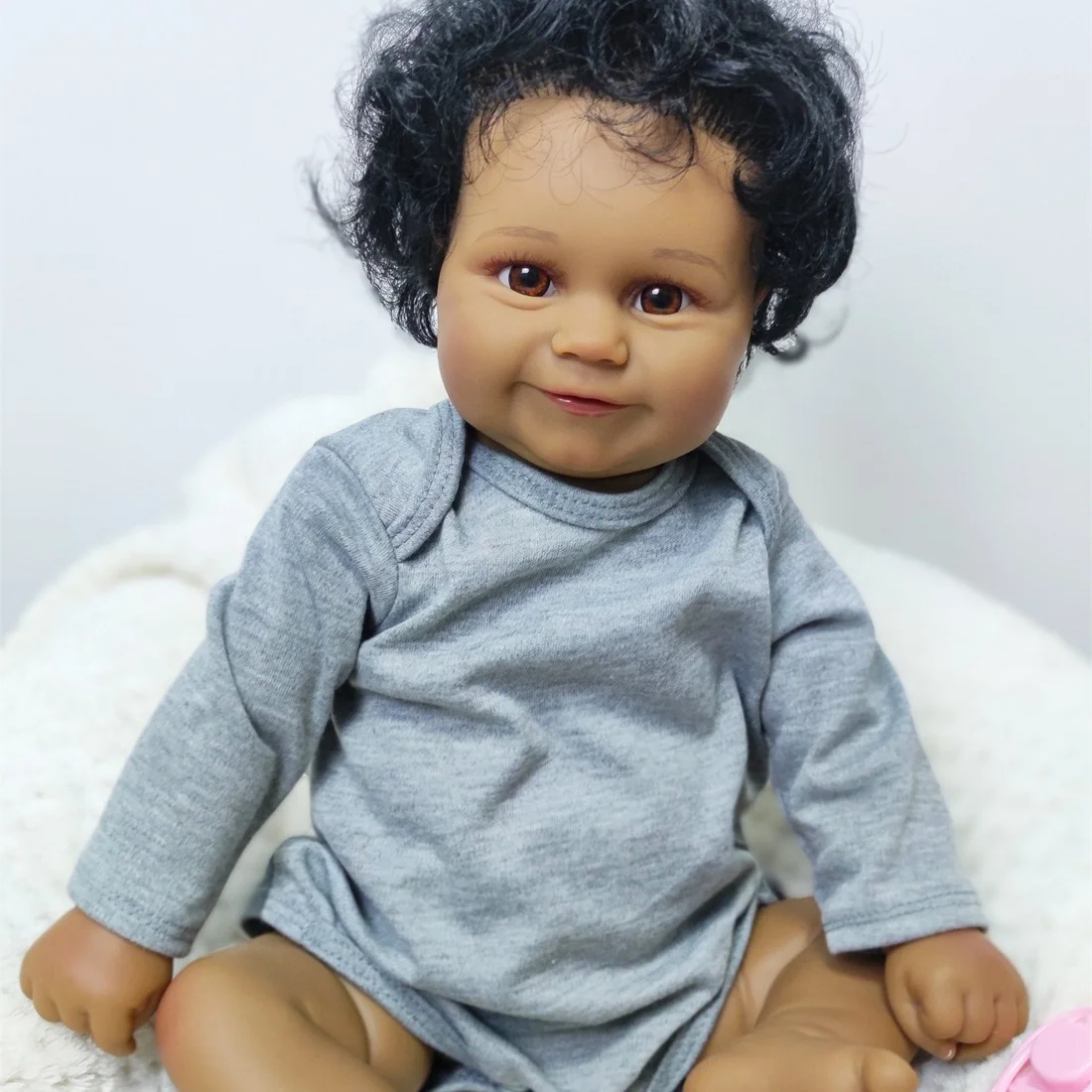 Factory Cheap Alive Real Silicone Babi Dolls Kit African American Black Toddler Reborn Baby Dolls Realistic