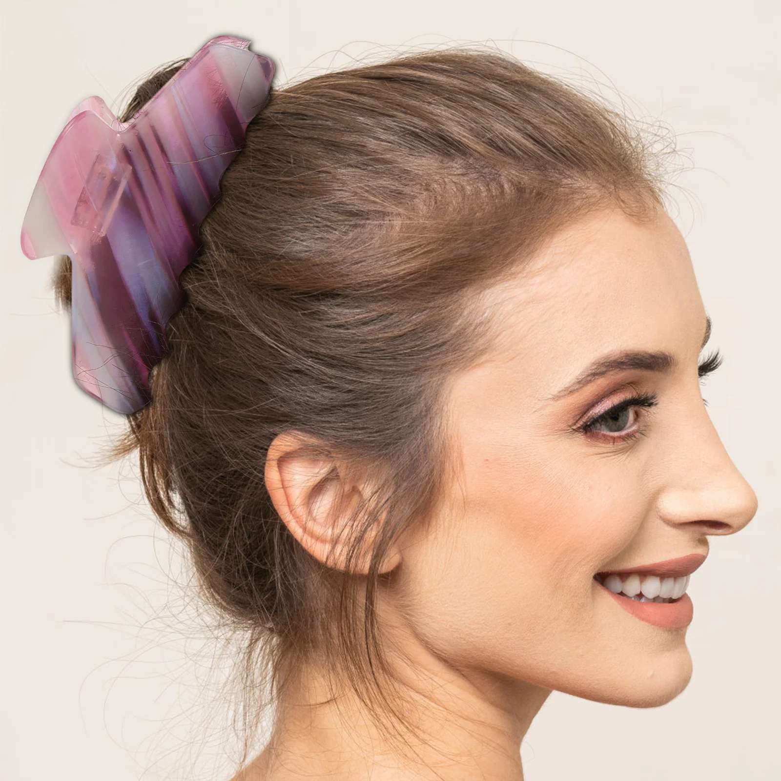 

2pcs Iridescent Fishbone Claw Clip Strong Grip Thick Hair Styling Festival Party Accessories Colorful Nonslip Jaw Clips Hair