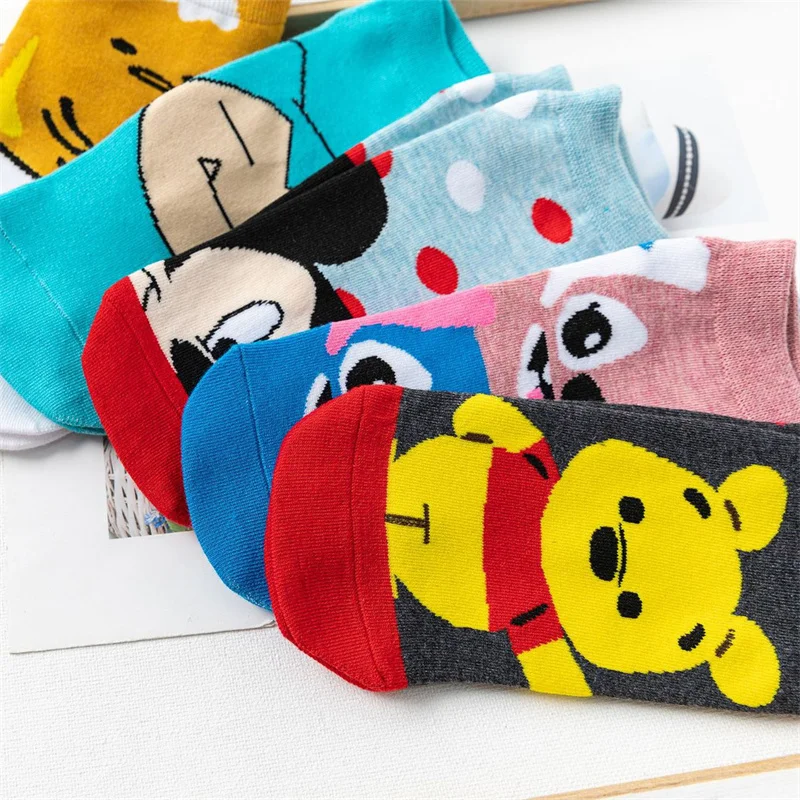 カワイイ-女の子のための漫画のコットンソックス,漫画のカジュアルソックス,かわいいクルーソックス,ステッチ,天使,ミッキーのマウス,アクセサリー,ギフト,1ペア