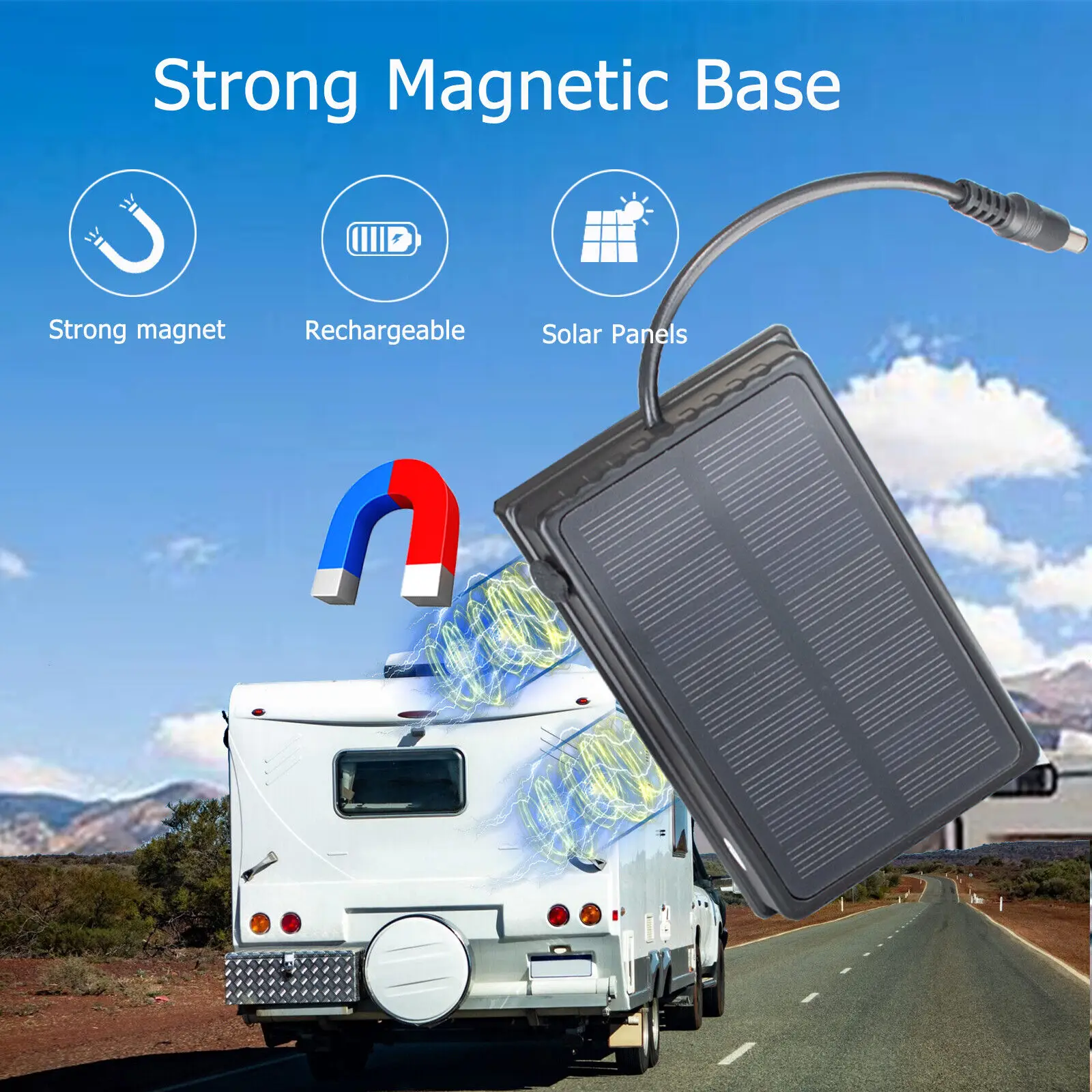 iPoster Waterproof Solar Panel Magnetic Base Rechargeable Battery Power Bank For WiFi Wireless Backup Camera/Car Monitor Power