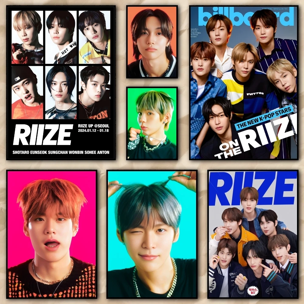 

Hot Korea Kpop Band R-RIIZE Painting Calligraphy Frameless Canvas Wall Art Perfect For Home Decoration Holiday Gifts