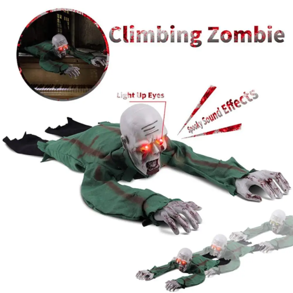 Electric Halloween Crawling Ghost Bald Head Voice-activated Yard Bloody Zombie Glowing Eye Realistic Escape Room Climbing Ghost