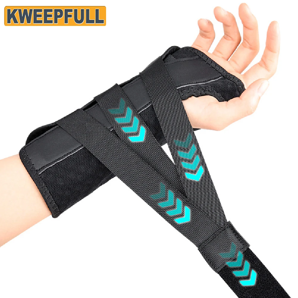 1PCS Wrist Brace for Carpal Tunnel Relief Night Support, Adjustable Stabilizer with 2 Metal Splints, Thumb Friendly Hand Support