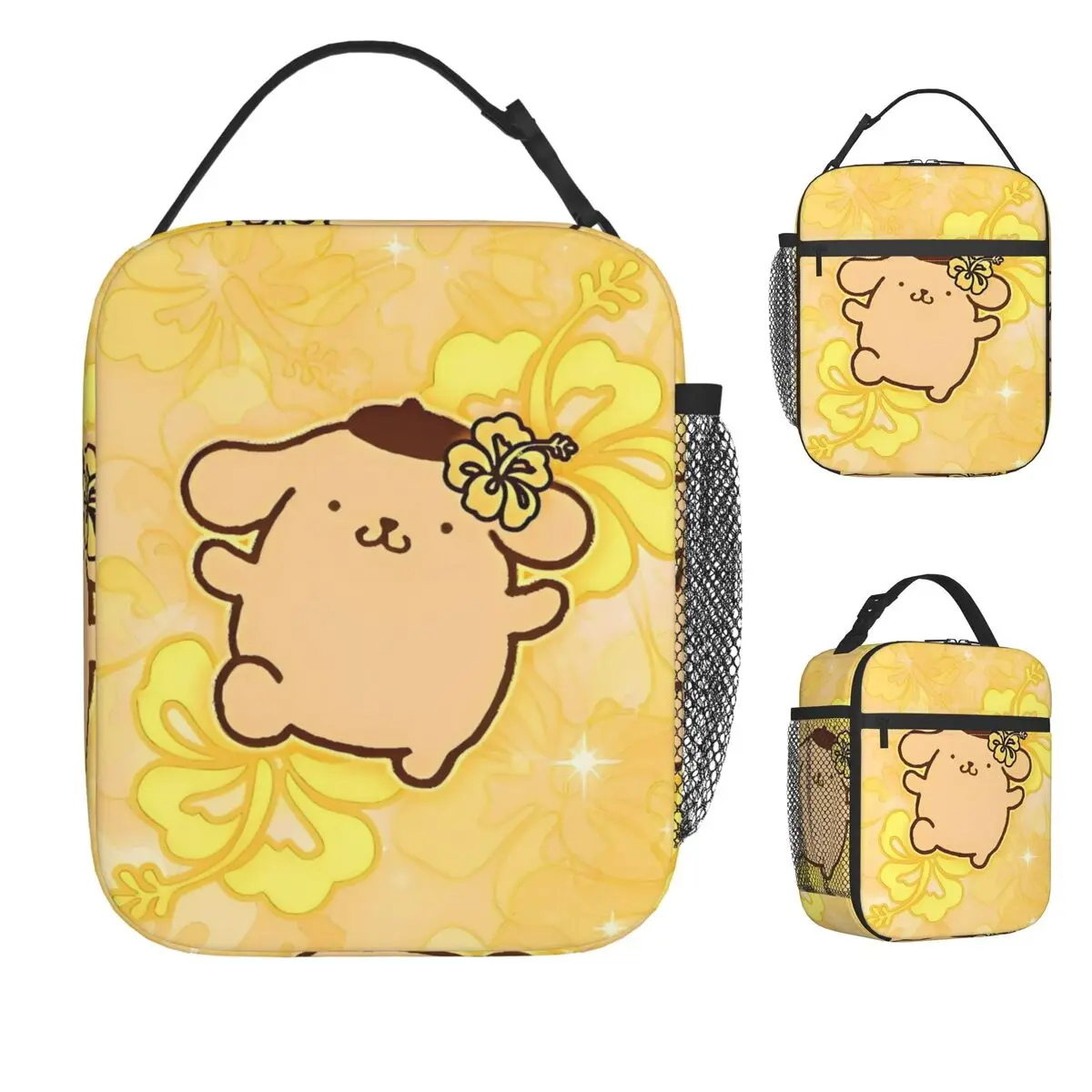 

1Pom Pom Purin Cartoon Anime Lunch Bag For Adult Lunch Box Vintage Travel Cooler Bag Portable Oxford Tote Food Bags