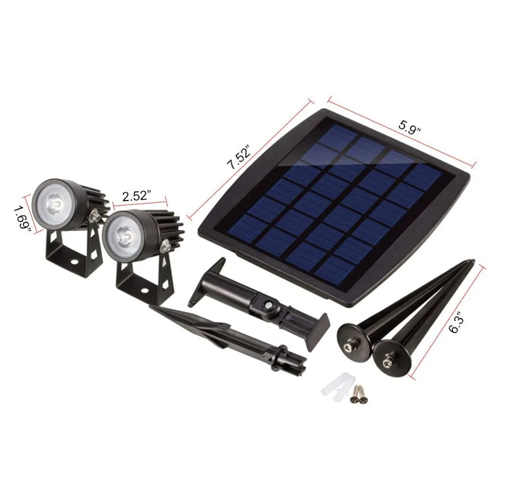 3W LED Landscape Solar lamp Waterproof Outdoor Solar Spotlight for Backyard Driveway Patio Gardens Lawn