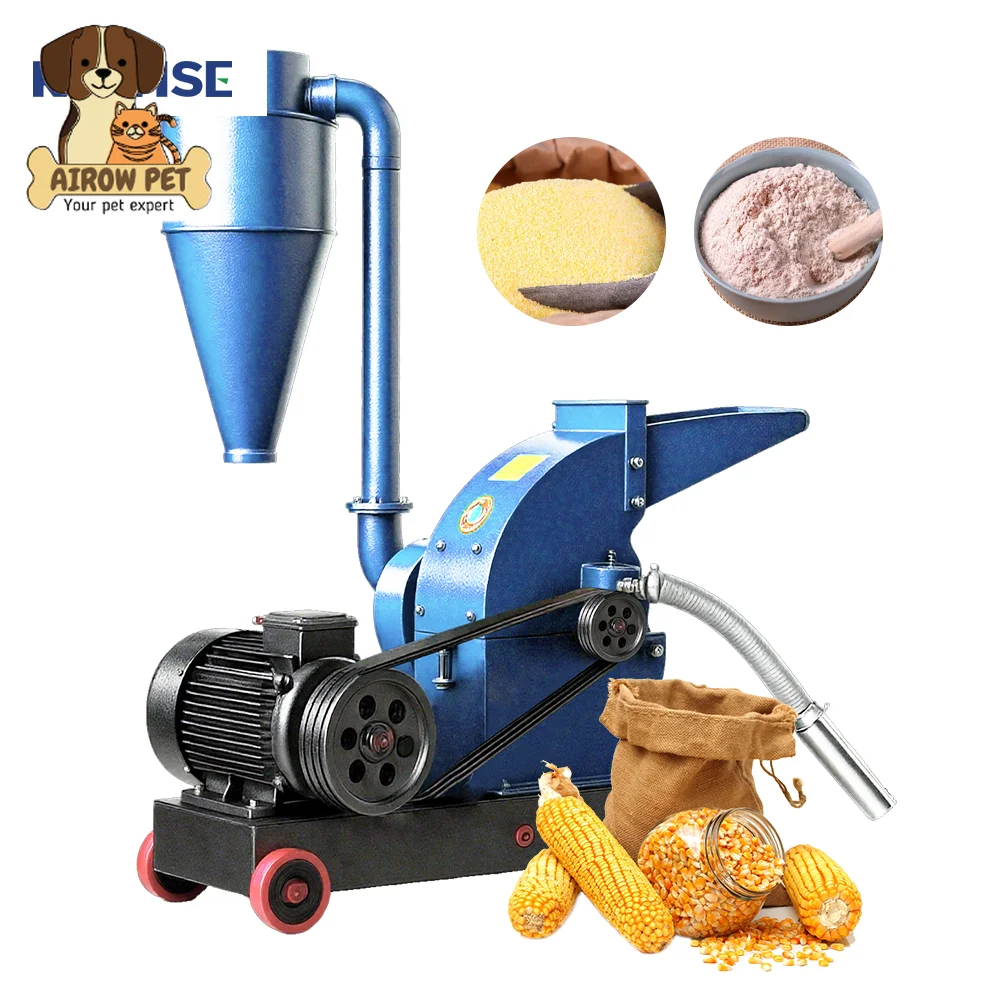 AIROW Feed Hammer Mill for Poultry, Cattle and Livestock Feed Raw Material Grinding in Small Farms