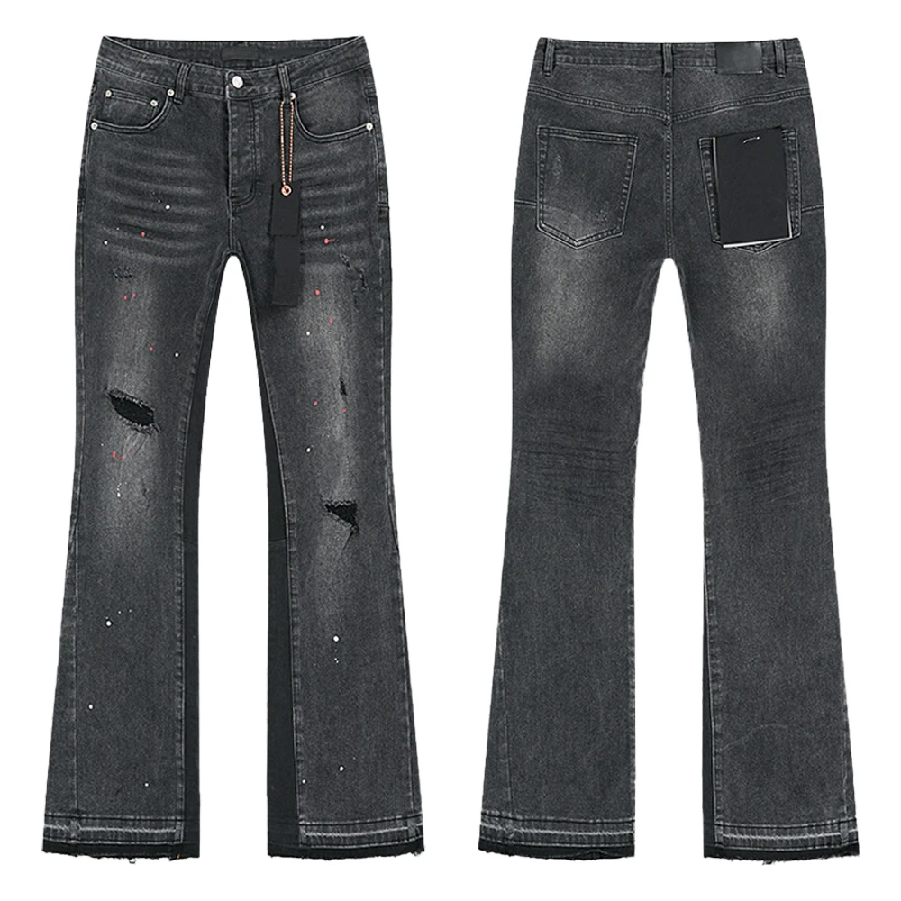 ملابس للرجال Y2k ملابس الشارع الشهير التصحيح العمل فضفاض بانت ممزق الدينيم الجينز عادية الهيب هوب الشارع نمط الرجعية المتعثرة متوهج الجينز #2