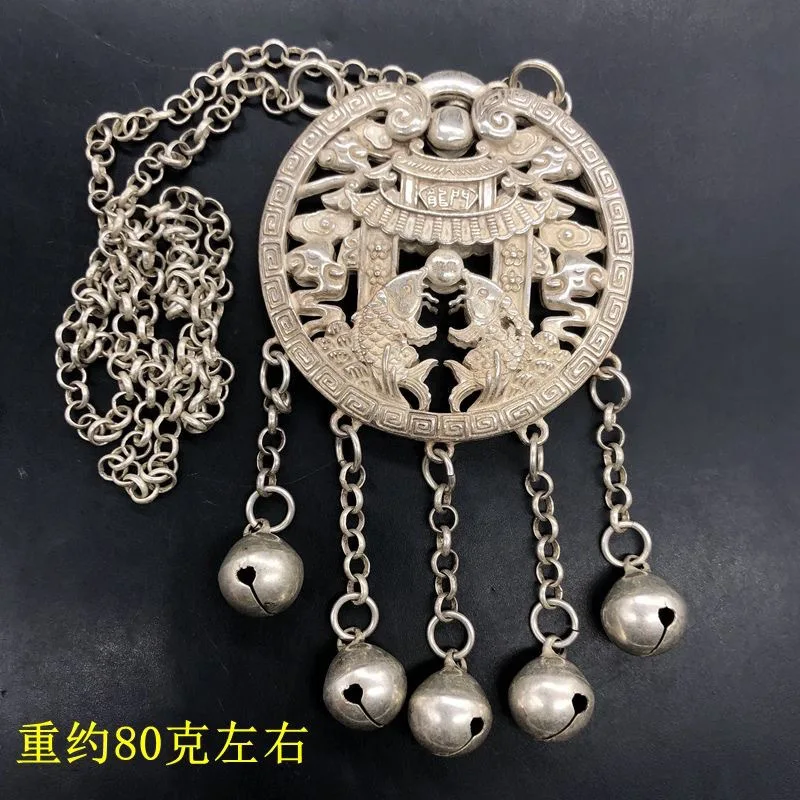 

Антикварная коллекционная династия Цин, эпоха Qianlong, прыгающий карп поверх ворота дракона, серебряный замок, специальное предложение, бесплатная доставка