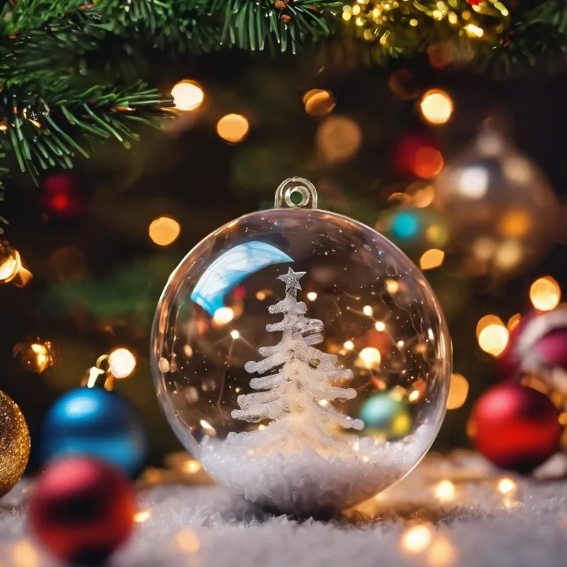 1/12 pezzi fai da te palline vuote di plastica di Natale trasparente riempibile pallina albero di Natale ornamenti appesi decorazioni per scatole regalo per feste a casa