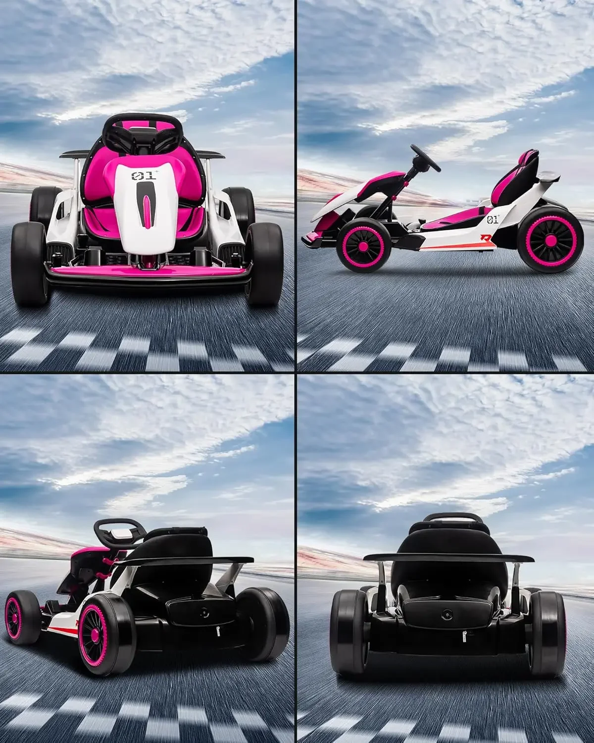 24V Ride On Go Kart,Child Electric Drift Go-Kart with Long-Lasting Battery,Electric Drift Kart Toy with Powerful Motor for