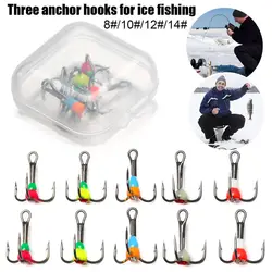Fishing Hooks Winter Ice Fishing Hooks Three-jaw Hook High Carbon Steel Tackle Tools Carbon Steel Sinking Bait 8# 10# 12# 14#
