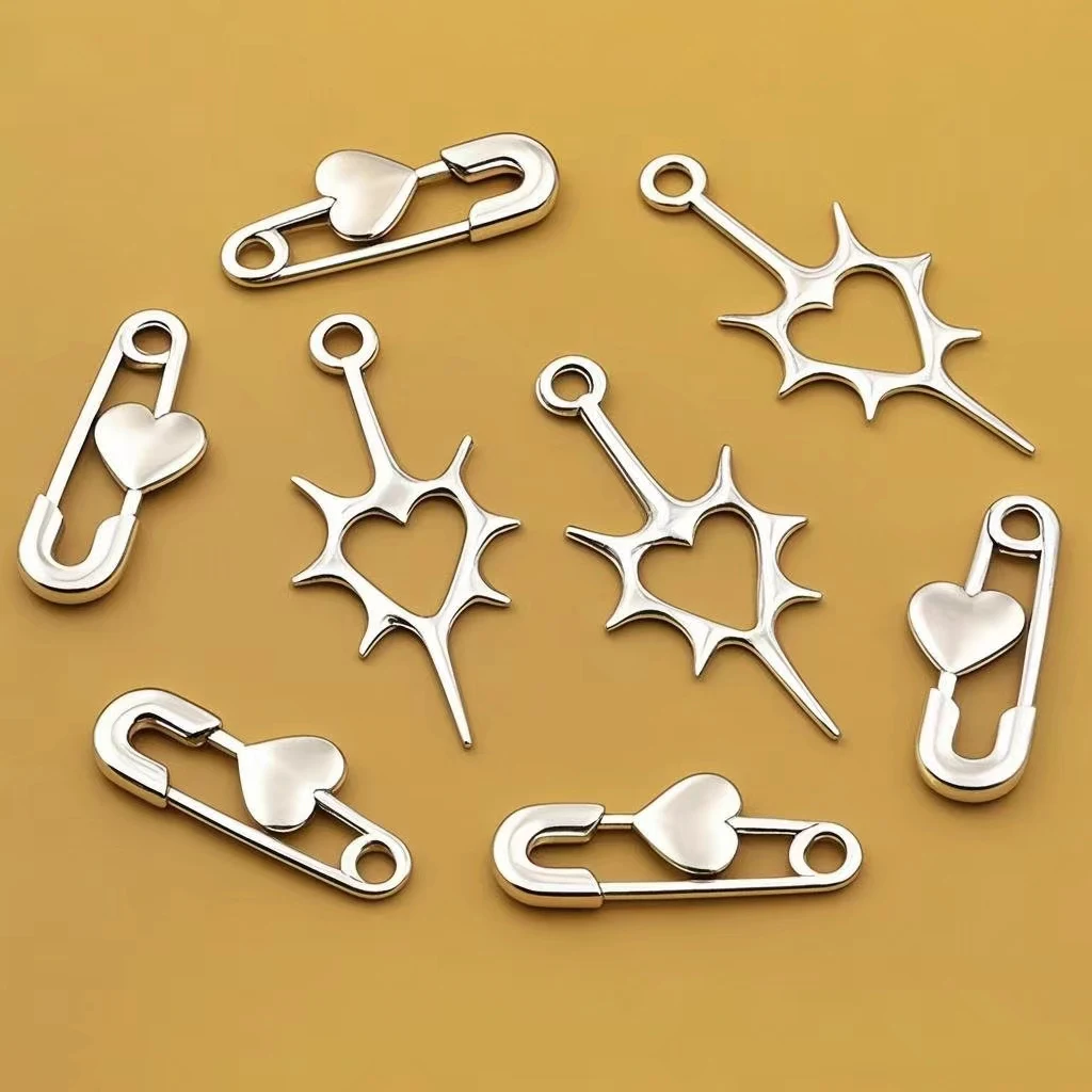 10Pcs/Lot Mix Style Metal Alloy Hollow Heart Charms Pin Love Pendants For Jewelry Making DIY Handmade Craft