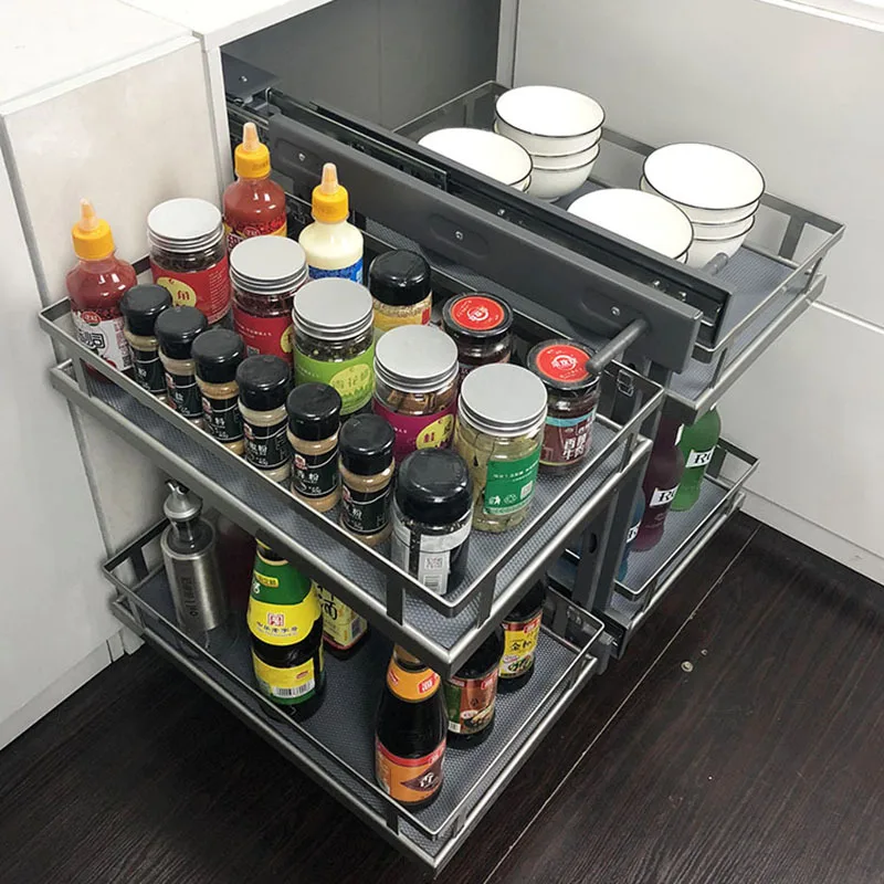 Kitchen, cabinet, hardware, monsters, all pulled out, corner linkage, rotating flying saucer, small monster, corner basket