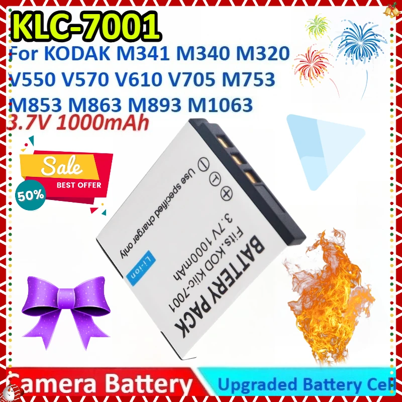 

1000mAh 3.7V KLIC-7001 Camera Battery +Charger for KODAK M341 M340 M320 M1073 V550 M763 M853 M863 M893 V570 V610 V705 M753 M1063