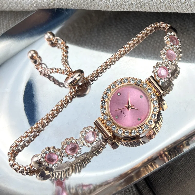 Jade Marrow Bracelet Watch Inlaid Diamond Light Luxury New Fashion Quartz Watch Pulling Diamond Women's Watch