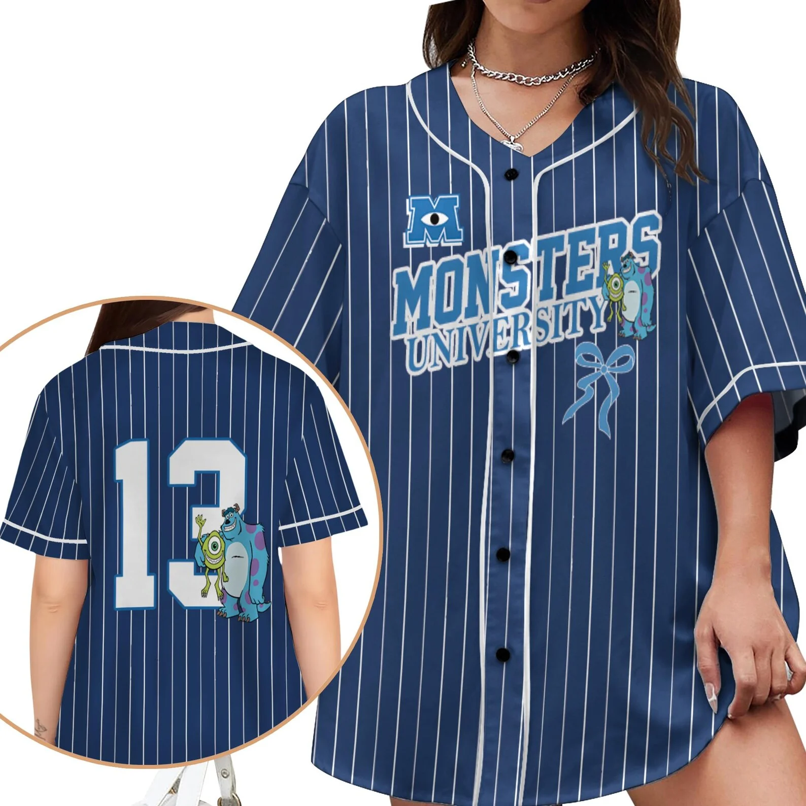 

Disney Monsters Inc. College Sulley and Mike 2013 Baseball Jersey Disney Goofy Jersey Disney Women's Fashion Casual Shirt
