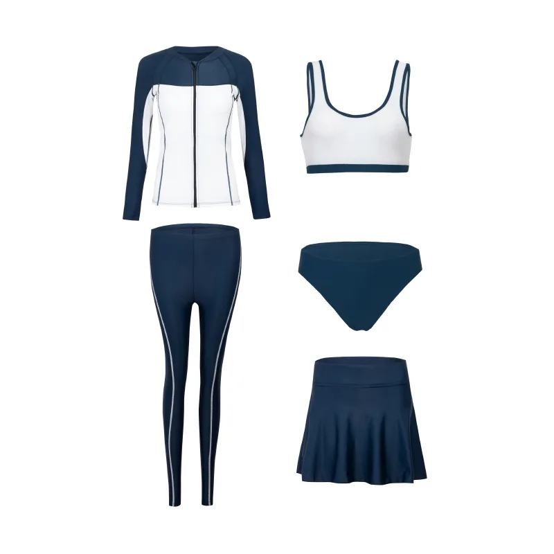 Plus Size Conservative Swimming Suit For Women Muslim Swimwear Five Piece Swimsuit Long Sleeve Beach Wear Swimdres Bathingg Suit