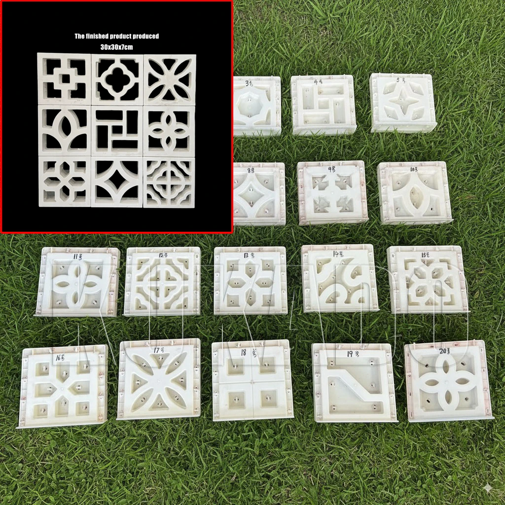 

30 * 30 * 7cm double-sided hollow brick cement mold ABS partition antique flower window villa shopping mall building brick