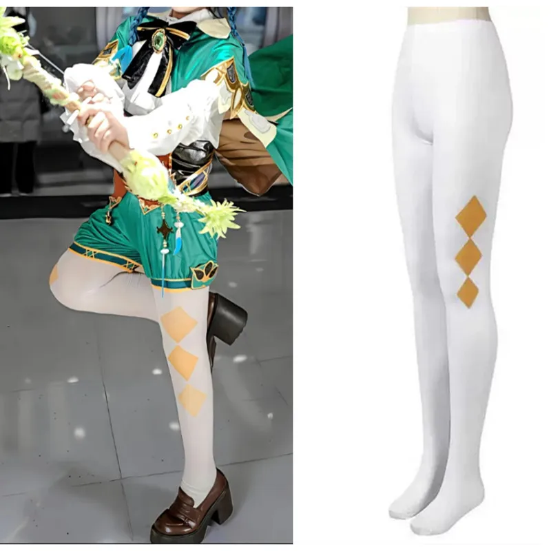 Game Genshin Women Venti Cosplay White Stocking Pantyhose Anime Costumes Stockings Role Play Socks