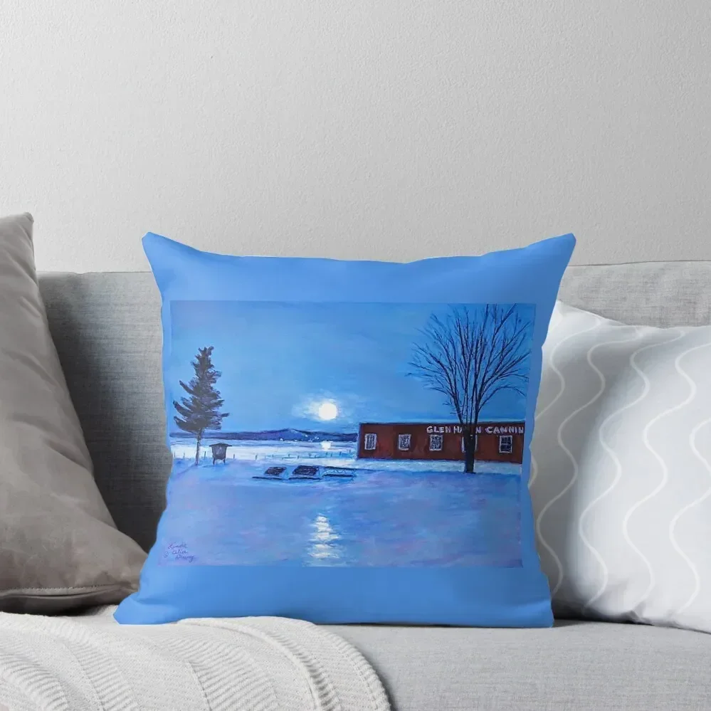 Winter Moon over Glen Haven Throw Pillow Cushions Home Decor Cushions For Children pillow