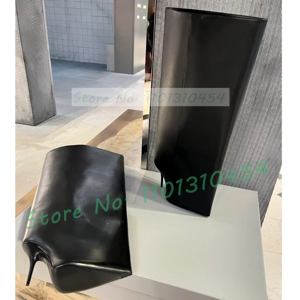 

Женские сапоги до колена, черные сапоги с острым носком, на высоком каблуке-шпильке