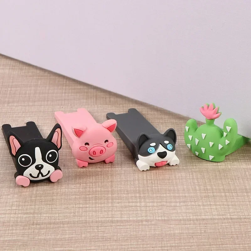 Reusable Shock Absorbent Block Cartoon Door Stop Silicone Wedge Doorstops Door Handle Stopper Home Door Anti-collision Stopper