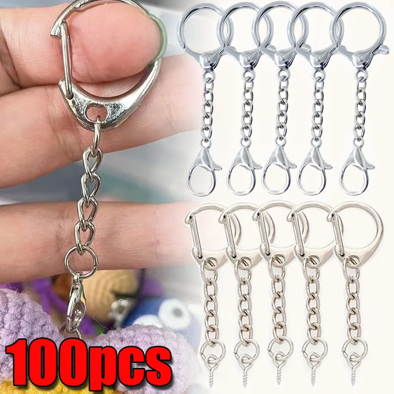 

Silver C Shape Clasps Connector Key Ring Hooks Lobster Clasp Keychain for DIY Jewelry Making Finding Bags Key Chain Accessories