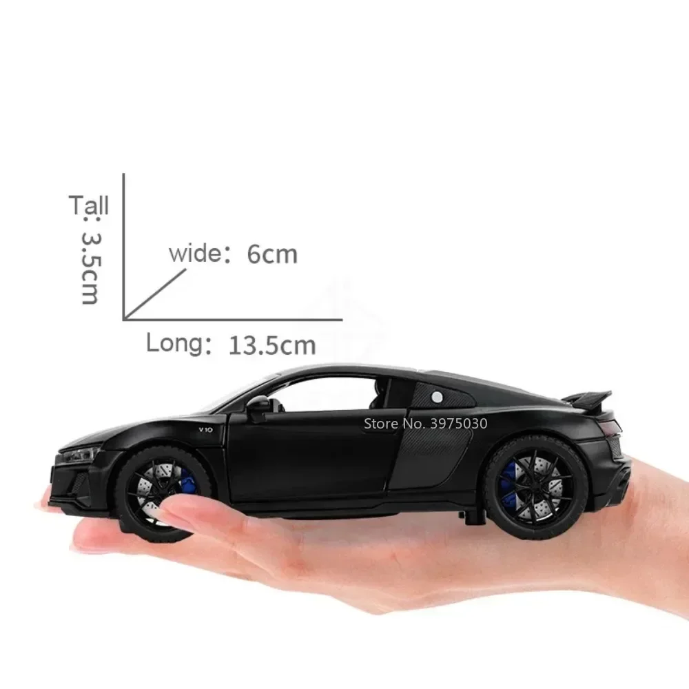 1:32 AUDI R8 Sports Car Alloy Toy Model Metal Diecast Scale Vehicles with Light Sound Doors Can Be Open Toy for Boys Gifts