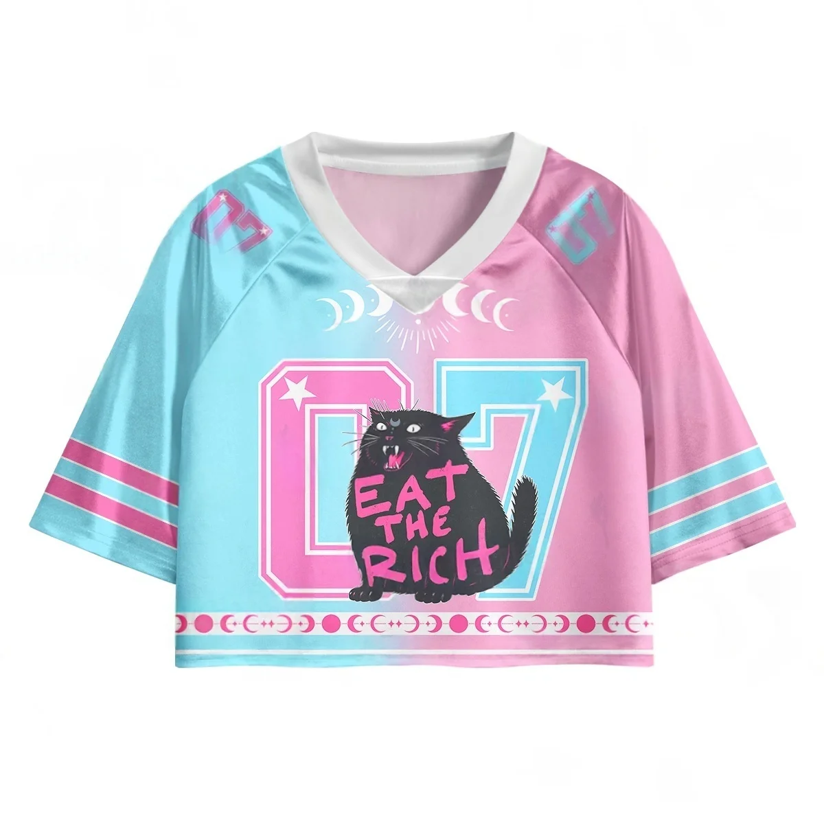 Lustiges Queen Cat 3D-gedrucktes Kurzarm-T-Shirt im Jersey-Stil, Y2K Mesh Atmungsaktives Spicy Girl Style Subkultur Street Style Top – Detail 3