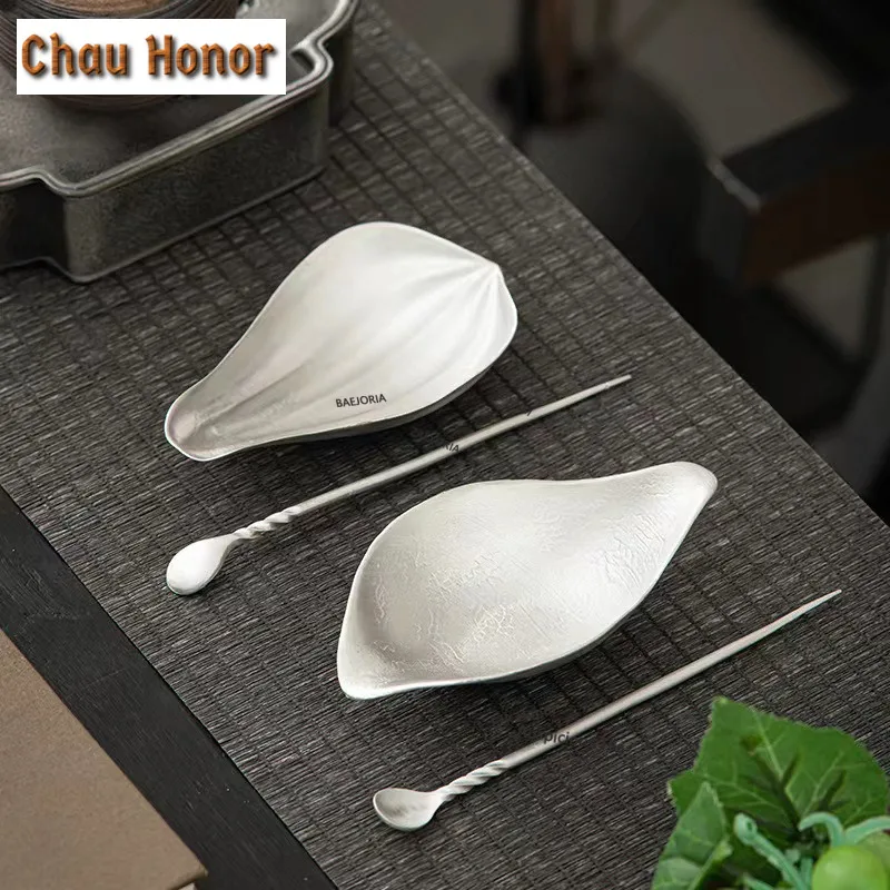 2pc/Set Ancient Tin Tea Shovel Creative Tea Leaf Tea Awakening Tool Set Tea Spoon Tea Dispenser Kung Fu Tea Ceremony Accessories